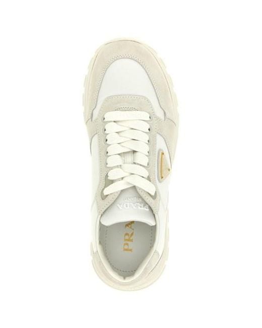 Prada White Prax 2.0 Lace-Up Sneakers