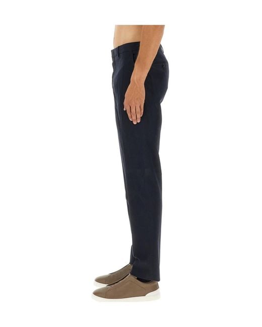 Zegna Blue Straight Cut Raw Hem Trousers for men