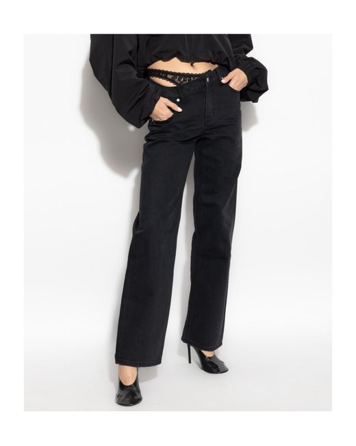 Alexander Wang Black Dip Side Lace Undie Jeans