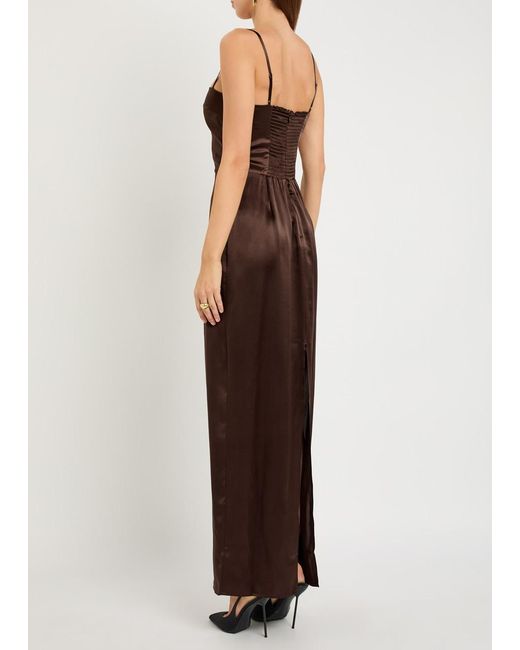 Reformation Brown Frankie Silk Maxi Dress