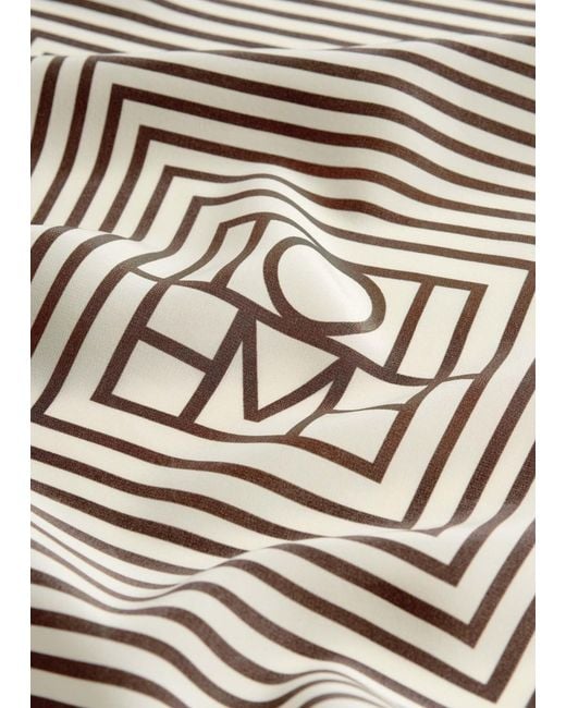 Totême White Central Letter Pattern Silk Scarf