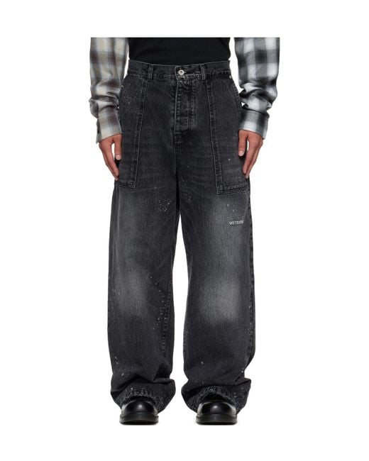 we11done Gray Patch Pocket Jeans for men