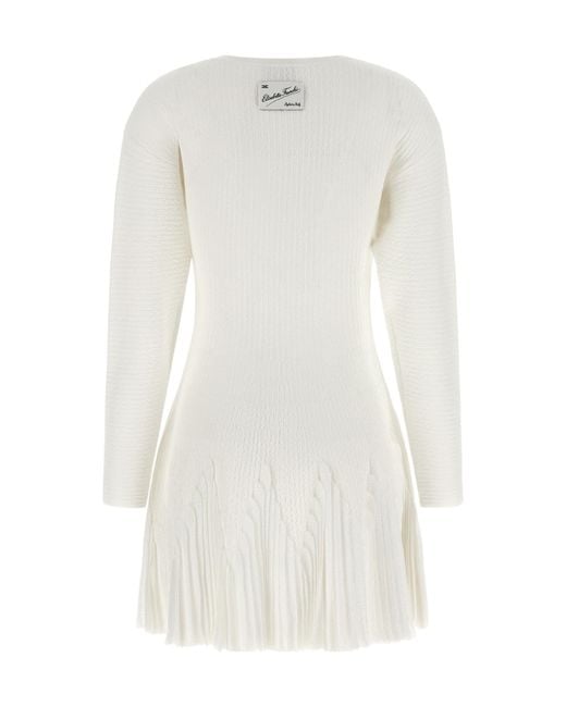 Elisabetta Franchi White Long-Sleeved Dress