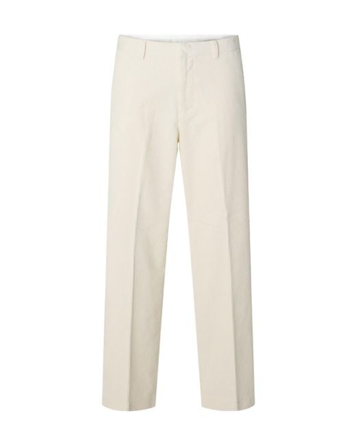SELECTED White Corduroy Loose-Fit Trousers for men