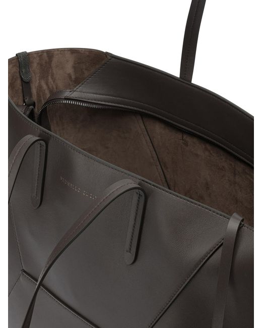 Brunello Cucinelli Black Logo Print Tote Bag