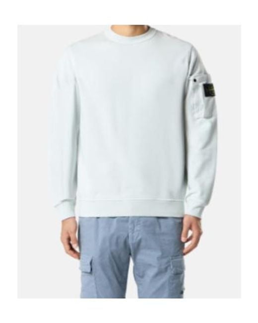 Stone Island White Logo Patch Crewneck Sweatshirt for men