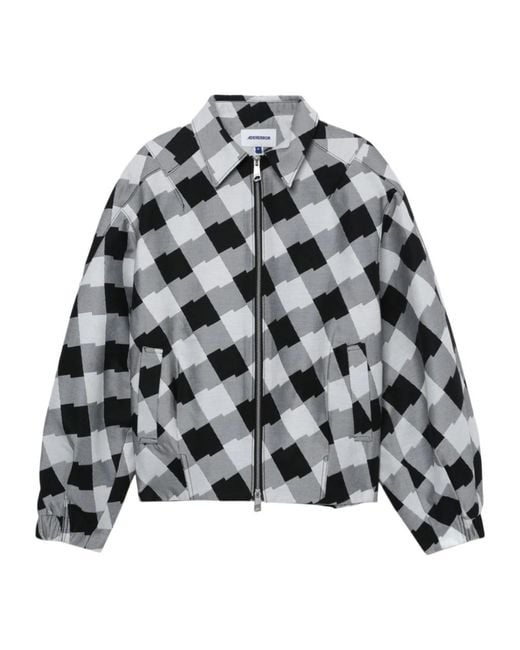 Adererror Gray Check Zipper Casual Jacket for men