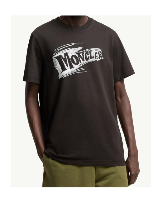 Moncler Black Sketch Logo T-Shirt for men