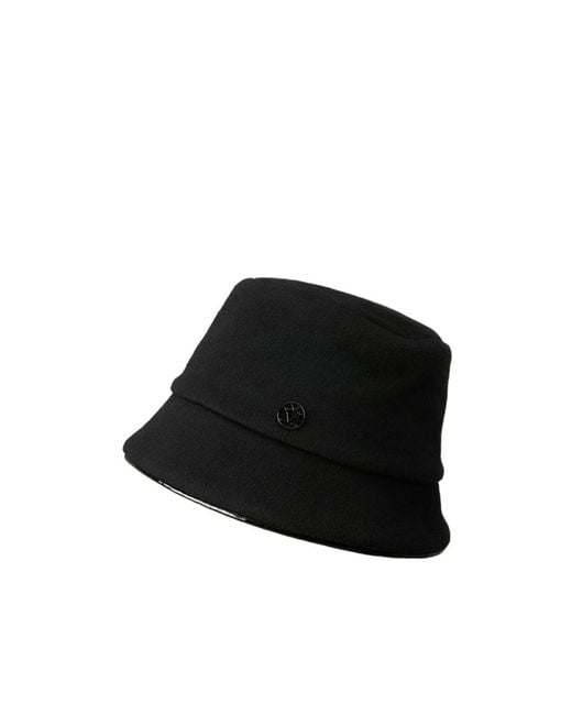 Maison Michel Black Souna Logo-Plaque Bucket Hat