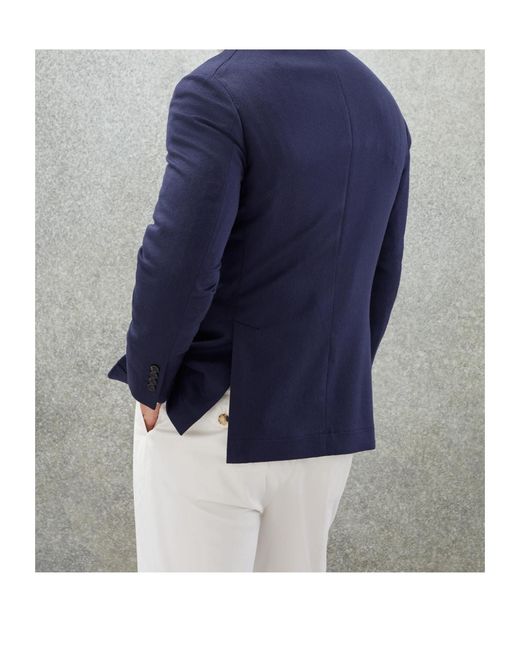 Brunello Cucinelli Blue Notched-Lapels Single-Breasted Blazer for men