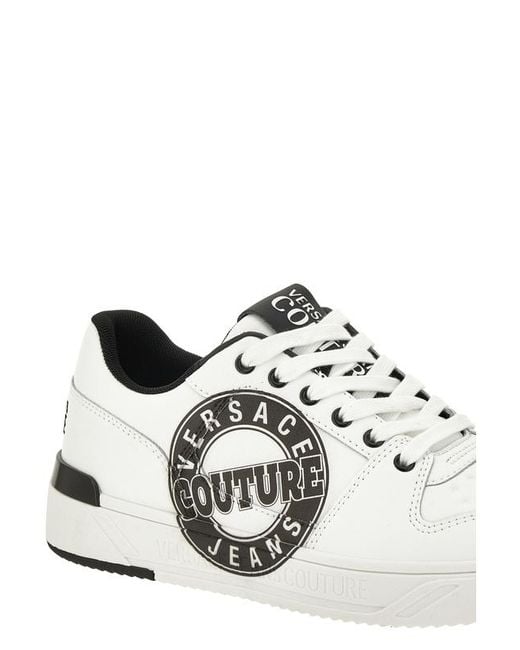 Versace Jeans White Logo-Print Sneakers for men