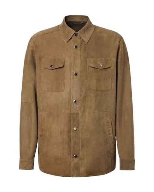 Canali Green Solid Suede Overshirt for men