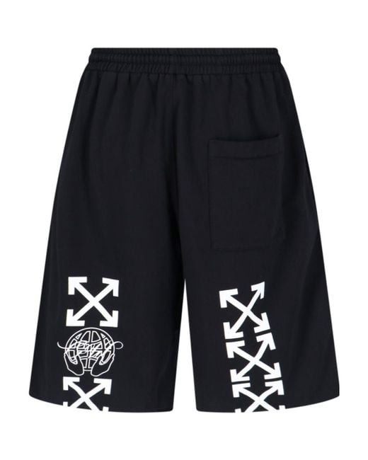 Off-White c/o Virgil Abloh Black Logo Embroidered Drawstring Shorts for men