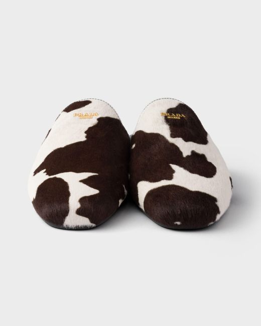 Prada Brown Pattern-Printed Mules