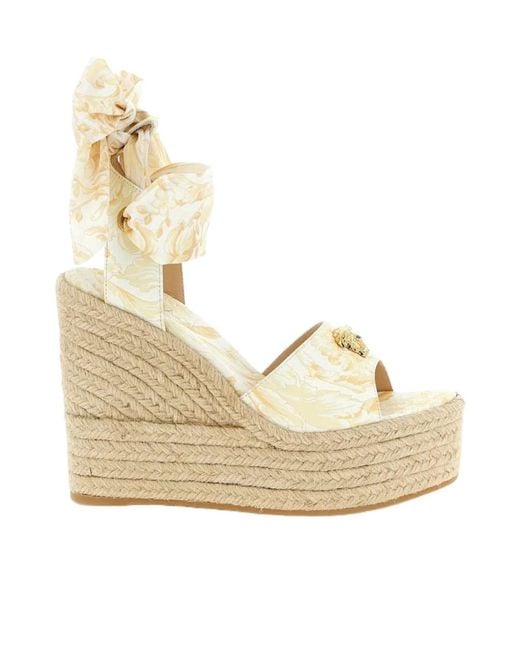 Versace Metallic La Medusa Wedge Sandals