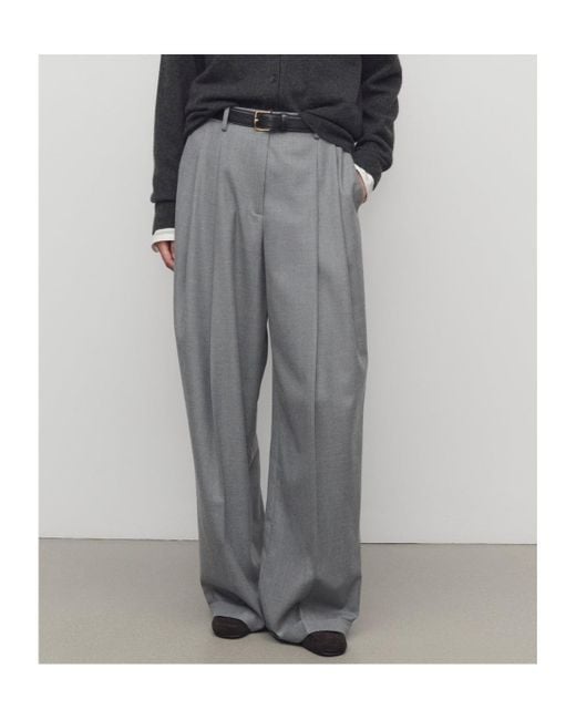 The Row Gray Pleated Trousers