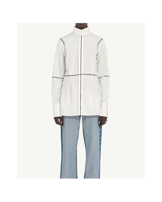 MM6 by Maison Margiela Natural Panelled Long Sleeved Shirt