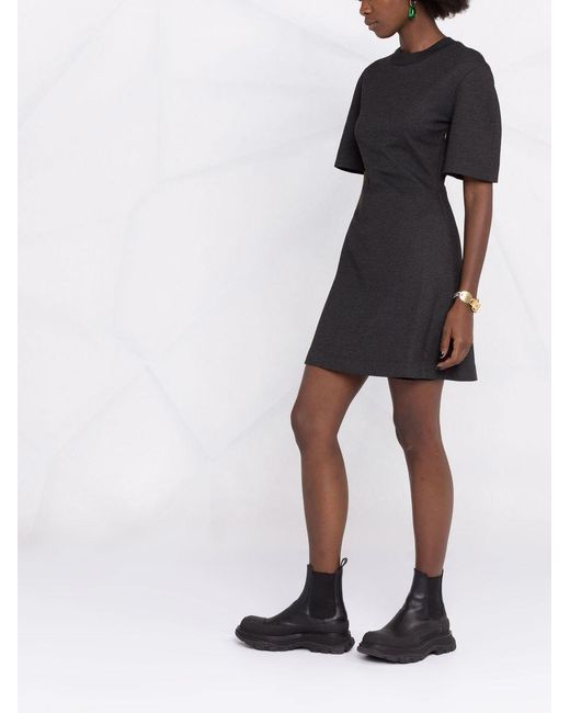 McQueen Black Rear Logo-Print Mini Dress