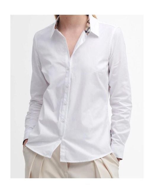 Barbour White Collared Button-Up Shirt
