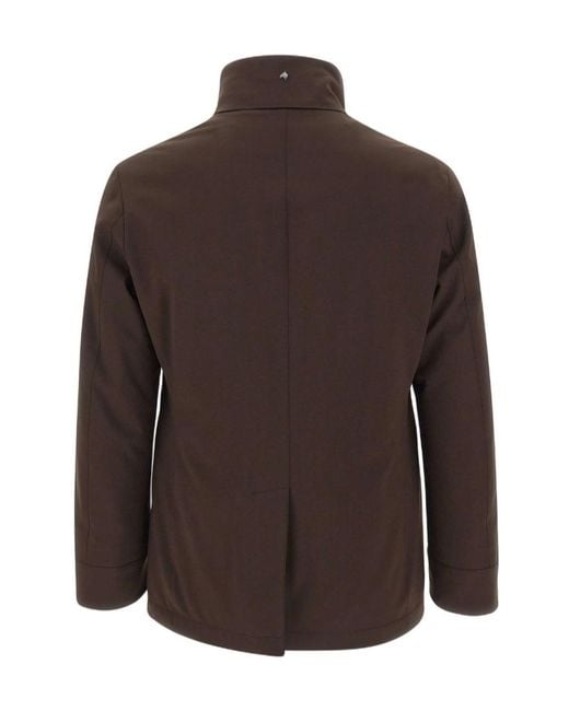 Montecore Brown Double-Breasted High-Neck Jacket for men