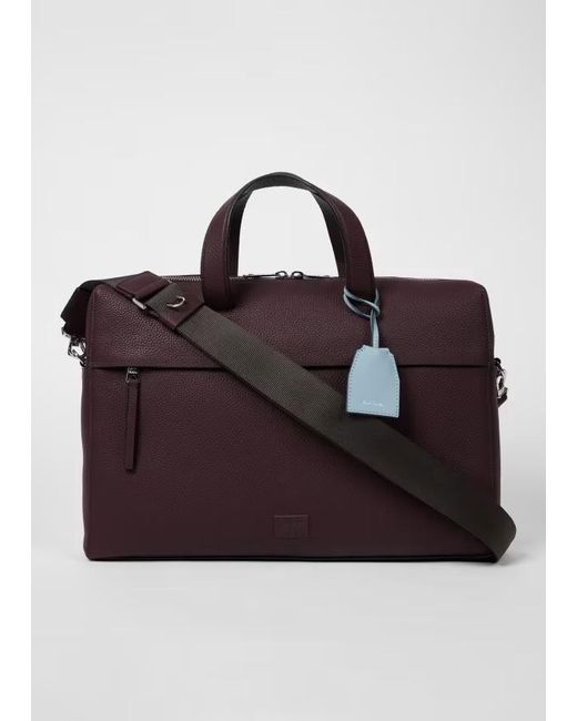 Paul Smith Brown Logo Patch Zipped Briefcase for men