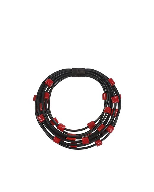 Monies Black Woven Leather Necklace