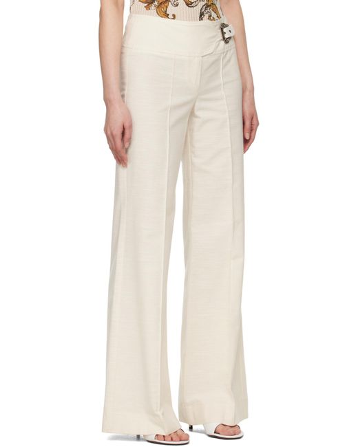 Versace Jeans White Couture Baroque Buckle Pants