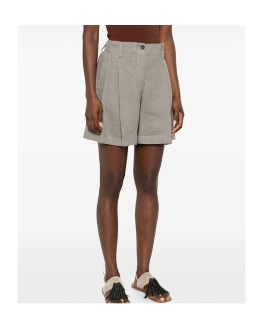 Brunello Cucinelli Gray Double Pleated Shorts