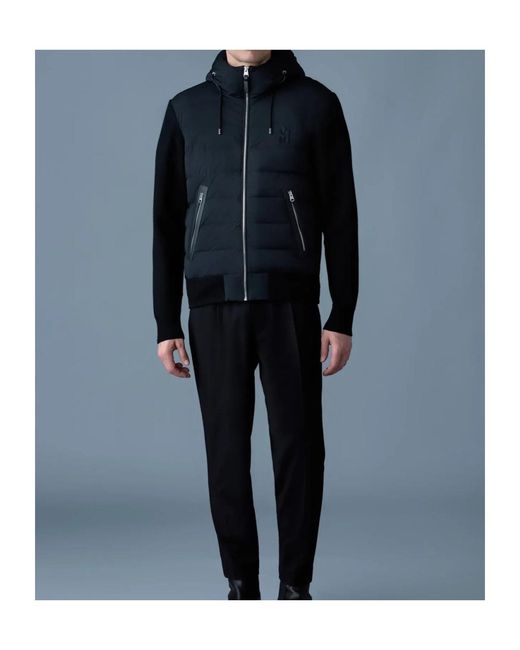 Mackage Blue Long-Sleeved Knitted Down Jacket for men
