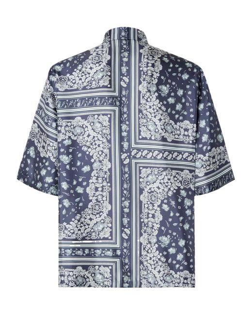 Fendi Blue Bandana Printed Short Sleeved Shirt for men