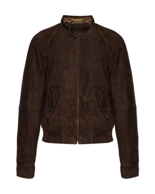 DSquared² Brown Button-Collar Suede Jacket for men
