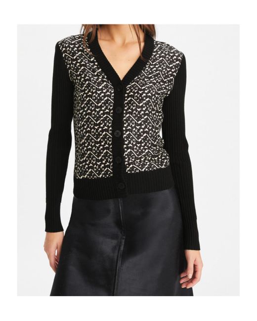 Tory Burch Black Wool Cardigan With Front