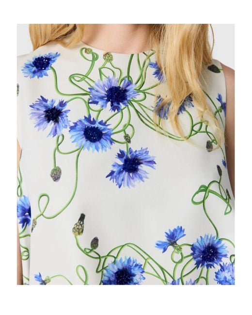 Stella McCartney Blue Cornflower Embroidered A-Line Dress
