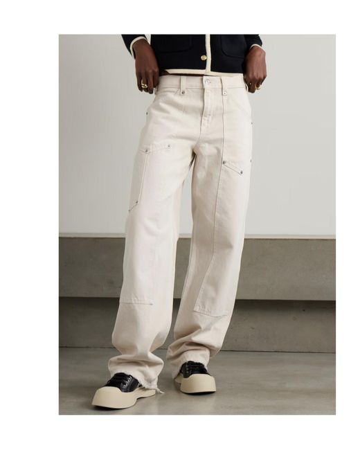 Re/done White Workwear Frayed Embellished Mid-Rise Boyfriend Jeans