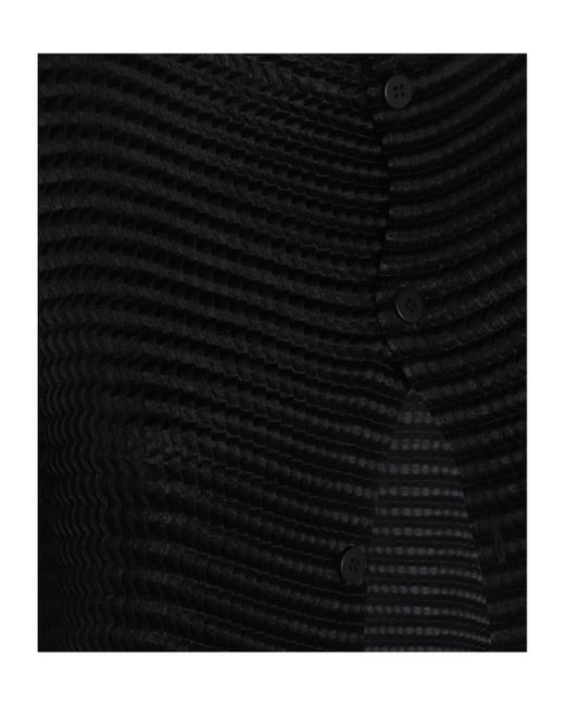 Issey Miyake Black Suede Like Pleats Cardigan