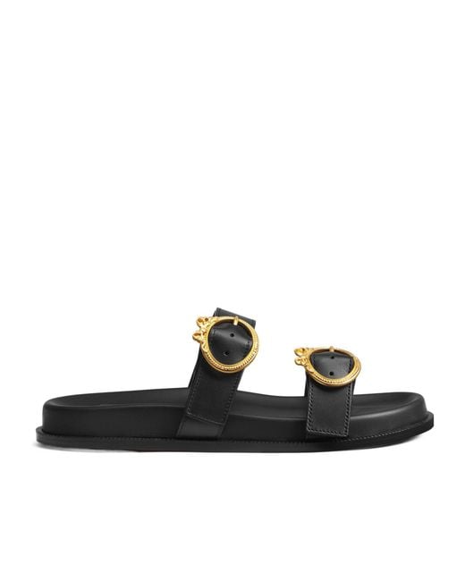 Dior Black Round-Toe Flat Sandals