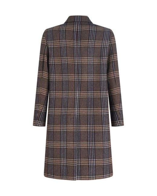 Etro Gray Single-Breasted Plaid-Check Coat for men