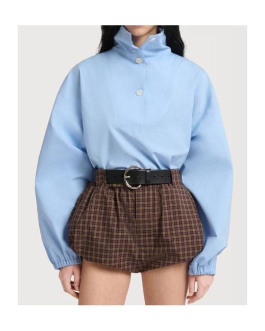 Marni Blue High-Neck Drawstring Top