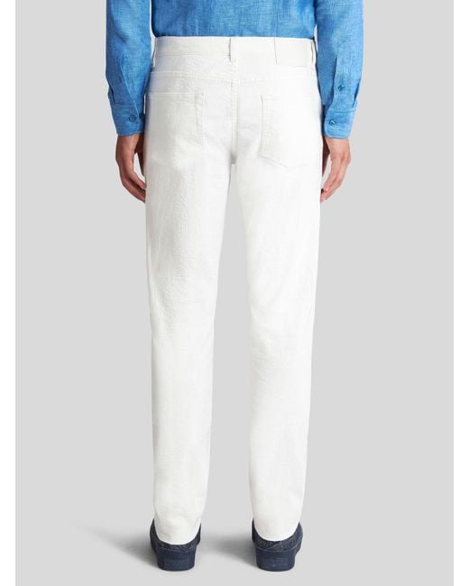 Etro White Logo Patch Straight Leg Jeans for men