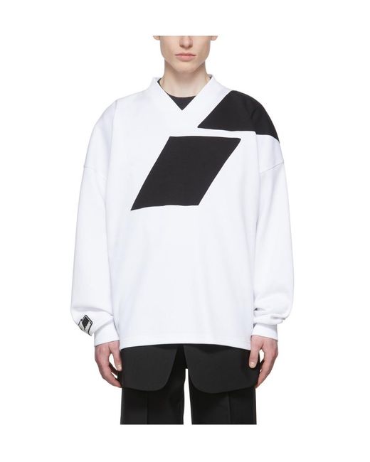 we11done White V-Collar Color Long-Sleeved T-Shirt for men