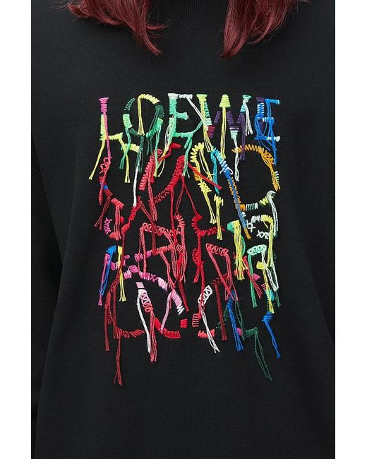 Loewe Black Logo Embroidered Crewneck Sweatshirt for men