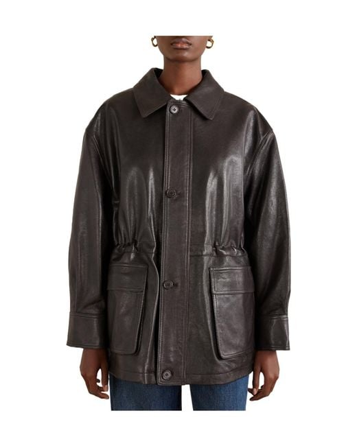 Arma Black Solid Color Leather Jacket