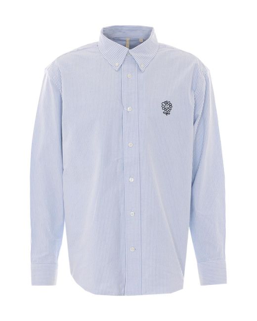 sunflower Blue Striped Embroidered Logo Shirt for men