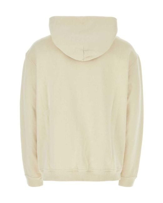 Maison Margiela White Logo-Embroidered Cotton Hoodie for men