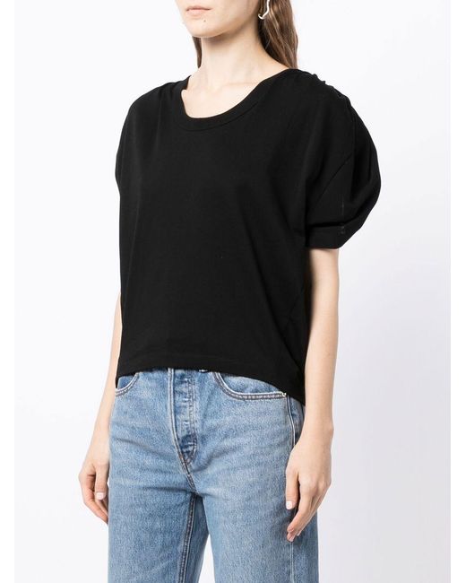 Alexander Wang Black Gathered-Sleeve Detail T-Shirt