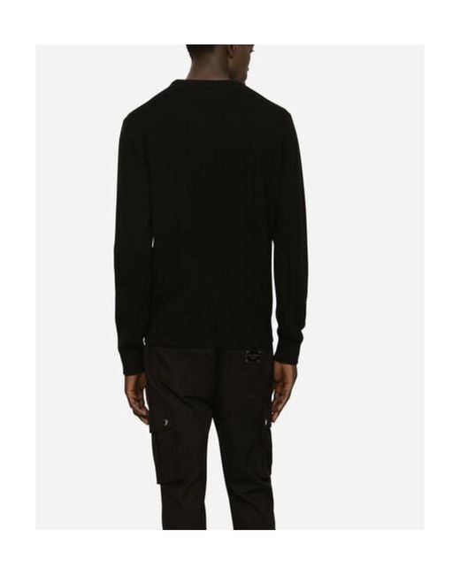 Dolce & Gabbana Black Logo Round Neck Sweater for men