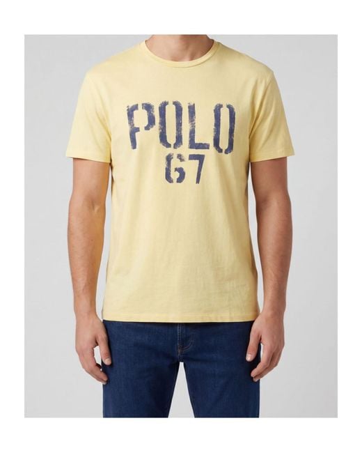 Polo Ralph Lauren Yellow Logo Printed Crewneck T-Shirt for men