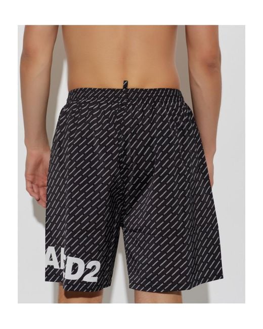 DSquared² Black Wide-Leg Swim Shorts for men
