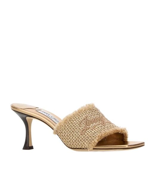Jimmy Choo Natural Square-Toe High-Heeled Sandals