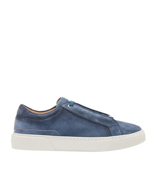 Boss Blue Gary Suede Low-Top Sneakers for men